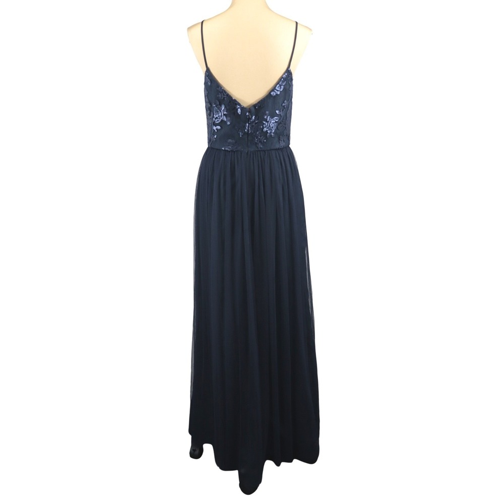 Amsale Stephanie Sequin Lace Maxi Dress Navy Formal Size 10 Wedding Formal - Picture 3 of 12